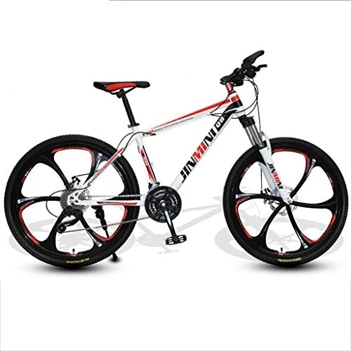 Vélo de montagnes : Dsrgwe VTT, Mountain Bike / Vélos, Cadre en Acier au Carbone, Suspension Avant et Double Disque de Frein, 26inch Roues en Alliage (Color : White+Red, Size : 27 Speed)