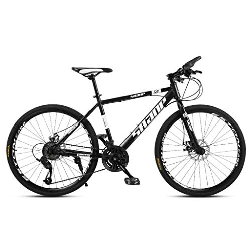 Vélo de montagnes : Dsrgwe VTT, Mountain Bike / Vélos, Cadre en Acier au Carbone, Suspension Avant et Double Disque de Frein, Roues 26 Pouces (Color : Black, Size : 21-Speed)
