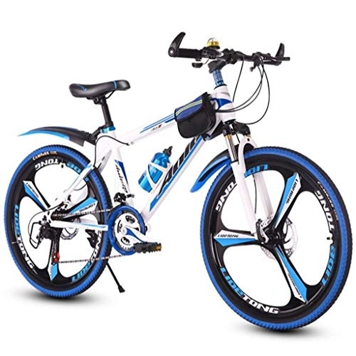 Vélo de montagnes : Dsrgwe VTT, VTT, 26inch Roues, Vélos Cadre en Acier, Suspension à Double Disque de Frein Avant et (Color : White+Blue, Size : 21 Speed)