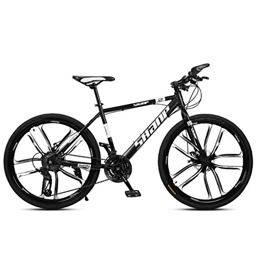 Vélo de montagnes : Dsrgwe VTT, VTT, Hardtail Mountain Bicycles, Cadre en Acier au Carbone, Suspension Avant et Double Disque de Frein, Roues 26 Pouces (Color : Black, Size : 24-Speed)