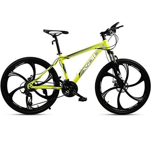Vélo de montagnes : Dsrgwe VTT, VTT, Hardtail Vélo de Montagne, Double Frein à Disque et Suspension Avant Fourche, 26inch Roues (Color : Yellow, Size : 21-Speed)