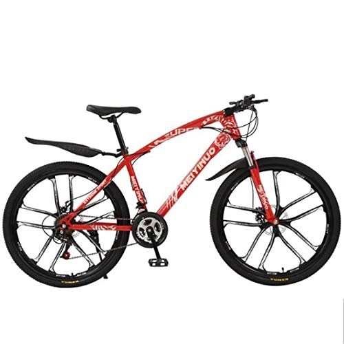 Vélo de montagnes : Dsrgwe VTT, VTT / Vélos, 26" Ravine Bike, Suspension Double Disque de Frein Avant, Cadre en Acier au Carbone (Color : Red, Size : 21 Speed)