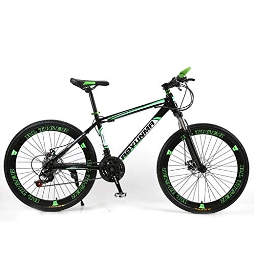 Vélo de montagnes : Dsrgwe VTT, VTT, Vélos Cadre en Acier au Carbone, Double Disque de Frein et la Fourche Avant, 26 Pouces Jante (Color : Green, Size : 21-Speed)