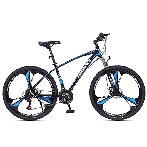 Vélo de montagnes : Dsrgwe VTT, VTT / Vélos, Cadre en Acier au Carbone, Suspension Double Frein à Disque et Avant et, 26inch / 27inch Roues à Rayons, 24 Vitesse (Color : Black+Blue, Size : 27.5inch)
