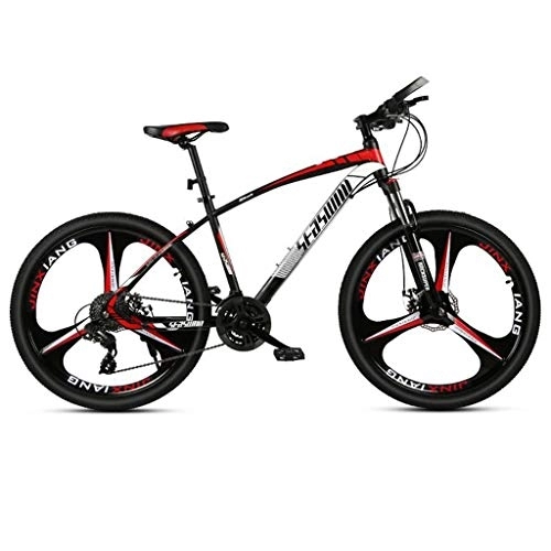 Vélo de montagnes : Dsrgwe VTT, VTT, Vélos de Montagne Semi-Rigide, Double Frein à Disque et Suspension Avant, Cadre en Acier au Carbone, 26inch Mag Wheel (Color : Red, Size : 21 Speed)