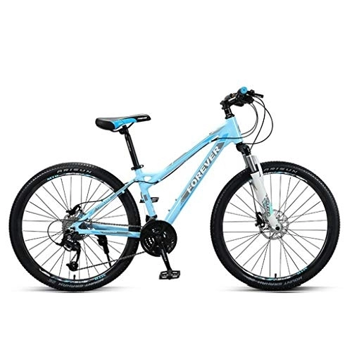 Vélo de montagnes : Dsrgwe VTT, VTT, Vélos en Alliage d'aluminium léger, Suspension à Double Disque et Frein Avant, 26 Pouces Roue, 27 Vitesse (Color : Blue)