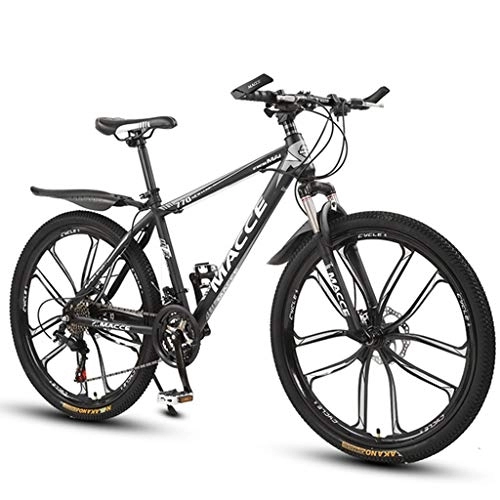 Vélo de montagnes : Dsrgwe VTT, VTT, vélos Hardtail, Double Frein à Disque et Suspension Avant, 26 Pouces Roues (Color : Black, Size : 21-Speed)