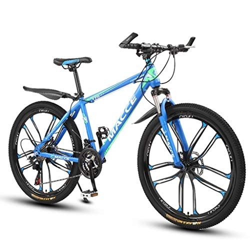 Vélo de montagnes : Dsrgwe VTT, VTT, vélos Hardtail, Double Frein à Disque et Suspension Avant, 26 Pouces Roues (Color : Blue, Size : 21-Speed)