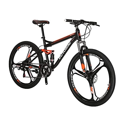 Vélo de montagnes : Eurobike SD-S7 Vélo de montagne à suspension complète 27, 5" pour adulte 45, 7 cm Cadre en acier (roue K)