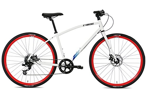 Vélo de montagnes : FabricBike Vélo Urbain Hybride de Route, SRAM 8 Vitesses, Freins à Disque mécanique Tektro (Space White & Red, L-50cm)