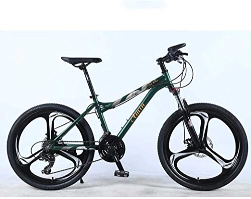 Vélo de montagnes : Femme hors route Déplacement des élèves adultes vélo, 24 pouces 27 vitesses VTT for adultes, léger en alliage d'aluminium Plein cadre, suspension des roues avant (Color : Green)