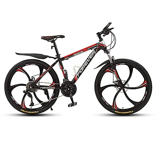 Vélo de montagnes : FMOPQ Mountain Trail Bike High-Carbon Steel Hardtail Mountain Bike 26 inch Wheels 6 Spoke Wheels Mechanical Disc Brakes for Adults Man Woman 21-Spee