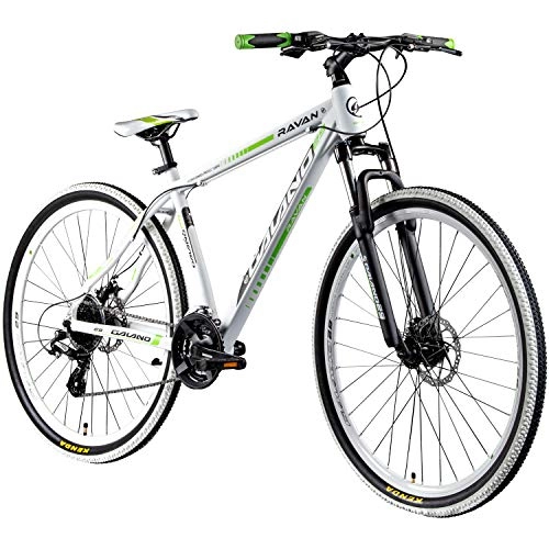 Vélo de montagnes : Galano Ravan Vélo de Montagne 29" 24 Vitesses 3 Couleurs, Blanc / Vert, 48 cm