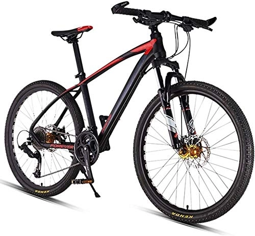 Vélo de montagnes : GJZM VTT 27 Vitesses, pneus 26 Pouces Hardtail Mountain Bike Dual Disc Réglable Seat & Handlebar, Bright Red