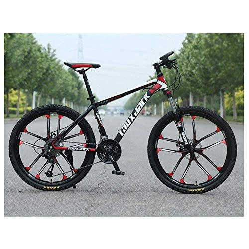 Vélo de montagnes : GUOCAO VTT unisexe 27 vitesses, cadre 43, 2 cm, roues 66 cm à 10 rayons avec double freins à disque, rouge