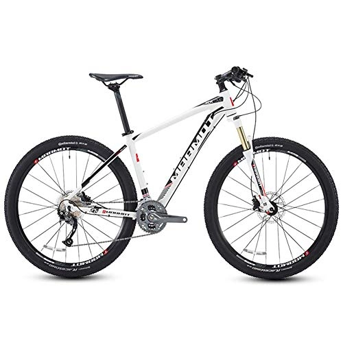 Vélo de montagnes : GWFVA Vlos de Montagne, 27, 5 Pouces Big Tire Hardtail Mountain Bike, Aluminium 27 Speed Mountain Bike, Men's Womens Bicycle Adjustable Seat, White