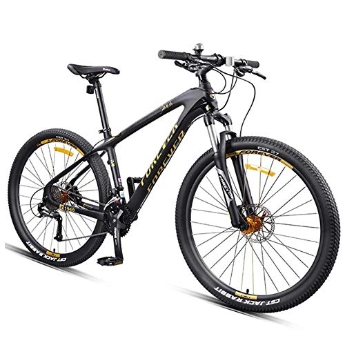 Vélo de montagnes : Hardtail Mountain Bike, 27, 5 pouces Big Wheels Mountain Trail Bike, cadre en fibre de carbone Hommes Femmes tout terrain VTT, Or, 30 Vitesse FDWFN (Color : Gold, Size : 27 Speed)