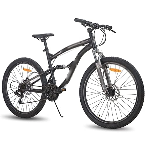 Vélo de montagnes : HESND Zxc Vélos pour adultes Cadre en acier 26 pouces VTT Vélo de montagne 21 vitesses Double frein à disque (couleur : noir, taille : 26 pouces)