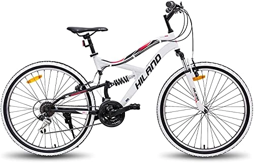 Vélo de montagnes : Hiland VTT 26 pouces 18 vitesses pour jeune, avec fourche de suspension Urban Commuter City - Blanc