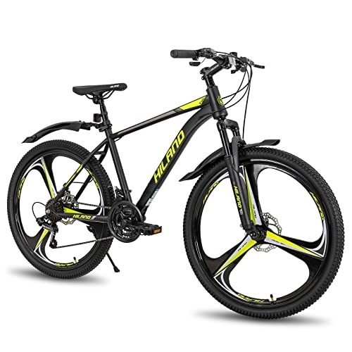 Vélo de montagnes : Hiland Vélo VTT 26" avec cadre en acier 21 vitesses Disque de frein Fourche à suspension Urban Commuter City Noir et jaune
