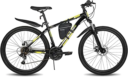 Vélo de montagnes : Hiland Vélo VTT 26 Pouces Noir Shimano 21 Vitesses, Vélo pour Homme et Femme avec Sac pour Cadre et Ailes et Frein à Disque