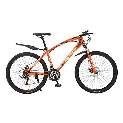 Vélo de montagnes : JIAODIE Vélo de route hybride pour homme / femme, 21 vitesses, 30 rayons, double frein à disque, acier à haute teneur en carbone, plusieurs couleurs, orange