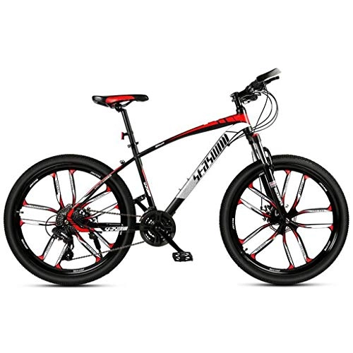 Vélo de montagnes : JLQWE Vélo VTT Mountain Bike, 26 « » Pouces Roues Vélos 21 / 24 / 27 / 30 Femmes Délais / VTT Homme Lightweight Cadre en Acier Au Carbone Suspension Avant (Color : Red, Size : 24speed)
