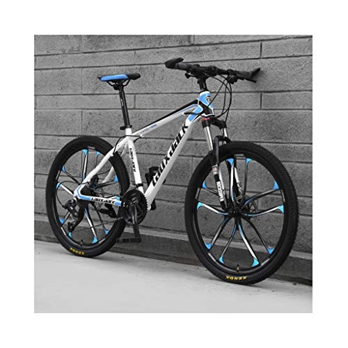 Vélo de montagnes : JXXU VTT 26 pouces 21 vitesses pour adulte - Vélo d'extérieur - Double frein à disque - Selle réglable - Cadre en acier à haute teneur en carbone, a