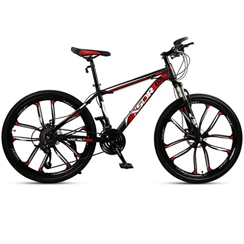 Vélo de montagnes : Kays VTT Vélo de Montagne VTT, Vélos Cadre en Acier Au Carbone, Suspension À Double Disque De Frein Avant Antichocs, 26 Pouces Mag Wheel (Color : Black+Red, Size : 21-Speed)