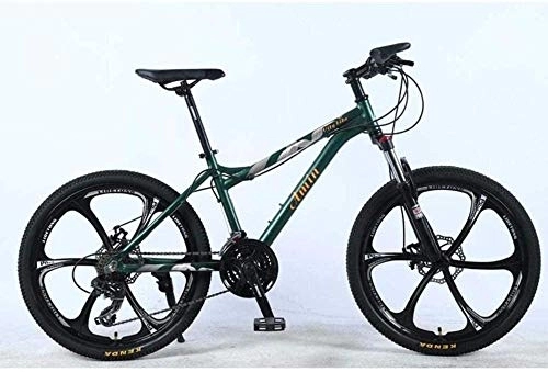 Vélo de montagnes : KRXLL 24 Vitesses vélo de Montagne en Alliage d'aluminium Plein Cadre Roue Avant Suspension Avant Femelle Tout-Terrain étudiant décalage Adulte vélo Frein à Disque-Vert