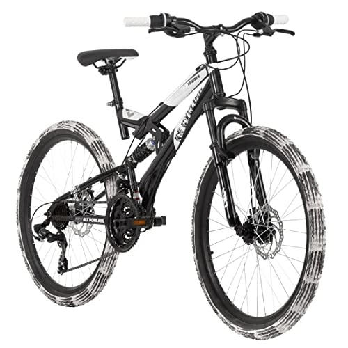 Vélo de montagnes : KS Cycling VTT Tout Suspendu 24'' Crusher Noir-Blanc TC 41 cm
