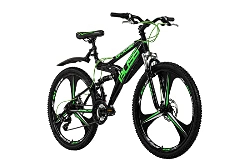 Vélo de montagnes : KS Cycling VTT Tout Suspendu 26'' Bliss Noir-Vert TC 47 cm
