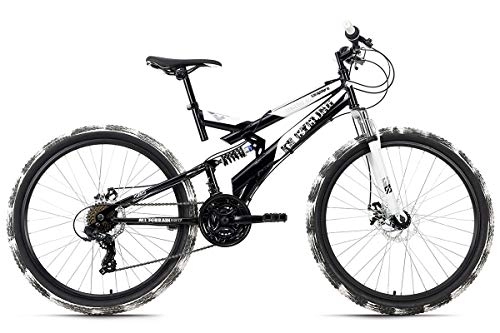 Vélo de montagnes : KS Cycling VTT Tout Suspendu 26'' Crusher Noir-Blanc TC 44 cm
