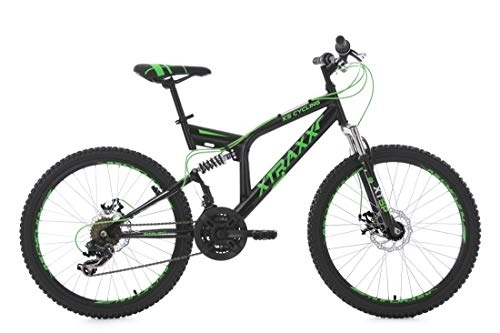 Vélo de montagnes : KS Cycling VTT Tout Suspendu Xtraxx 24'' Noir-Vert TC 43 cm