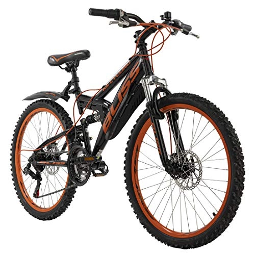 Vélo de montagnes : KS Cycling VTT Unisexe Fully 24" Bliss Noir / Orange RH 38 cm, 38 cm