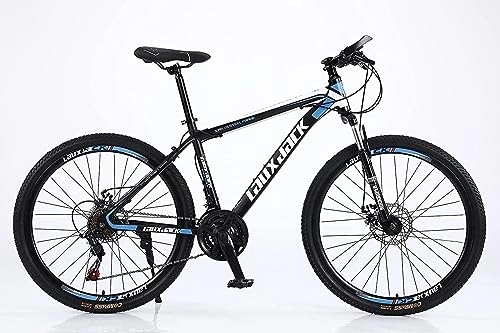 Vélo de montagnes : Lauxjack VTT 28" Shimano 21 vitesses dérailleur frein à disque bleu noir