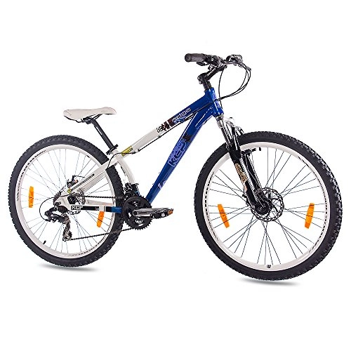 Vélo de montagnes : Leader 26" VTT VÈLO Dirt Enfant Junior Adulte Edge Cadre Aluminum ALU 21 Vitesses Shimano Blanche Bleu (WB) - 66, 0 cm (26 Pouces)