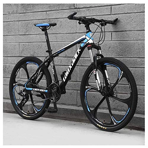 Vélo de montagnes : LKAIBIN Vélo de cross pour sports de plein air 27 vitesses, suspension avant, VTT avec double freins à disque, cadre en aluminium, 26", noir