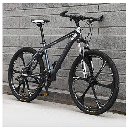 Vélo de montagnes : LKAIBIN Vélo de cross pour sports de plein air 27 vitesses, suspension avant, VTT avec double freins à disque, cadre en aluminium, 66 cm, gris