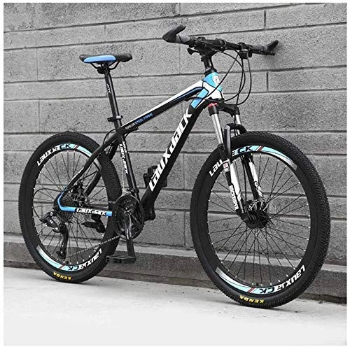 Vélo de montagnes : LKAIBIN Vélo de cross pour sports de plein air, VTT 24 vitesses, 26 pouces, double frein à disque, suspension avant, acier à haute teneur en carbone, noir