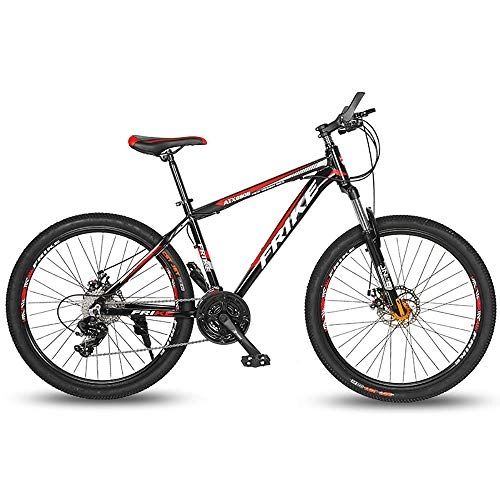 Vélo de montagnes : LXZH VTT en Aluminium 21 Vitesses, 26 Pouces Aabsorption des Chocs de vélo de la Double vélo de Frein à Disque pour Hommes Femmes, Rouge