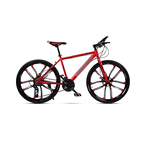 Vélo de montagnes : Mens Bicycle Mountain Bike Adult Men and Women Shock Absorber Single Wheel Speed Racing Disc Brake Off-Road Students (Color : White) (Red)