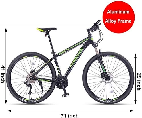 Vélo de montagnes : Mens Mountain Bikes, 33 Vitesse Hardtail VTT, cadre double disque d'aluminium de frein, Vélo de montagne avec suspension avant, (Color : Green)