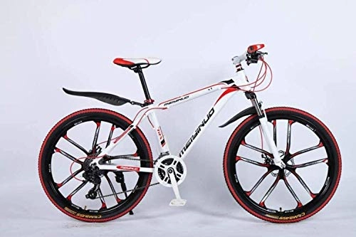 Vélo de montagnes : MJY Vlo 26In 27 vitesses VTT pour adulte, cadre complet en alliage d'aluminium lger, suspension avant de roue vlo pour homme, frein disque 6-11, Rouge 5