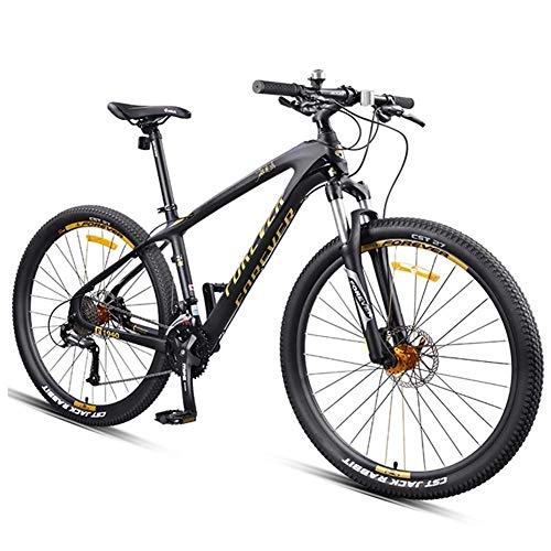 Vélo de montagnes : MJY VTT semi-rigide, 27, 5 pouces Big Wheels Mountain Trail Bike, cadre en fibre de carbone pour hommes, VTT tout terrain, or, Or, 30 vitesses