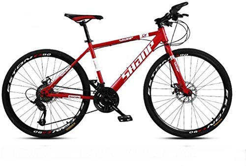 Vélo de montagnes : MJY Vélo 24 pouces pour hommes Vélos de montagne, VTT en acier à haute teneur en carbone, siège réglable pour vélo de montagne, 21, 23, 27, 30 vitesses, rayon blanc rouge noir 6-27, 27