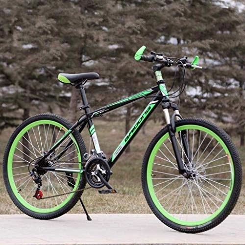 Vélo de montagnes : MJY Vélo 26 pouces VTT en acier à haute teneur en carbone queue dure vélo tout-terrain VTT cadre de siège réglable Double absorption des chocs 6-11, Vert noir