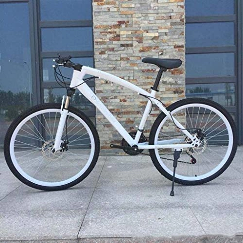 Vélo de montagnes : MJY Vélo 26 pouces VTT, vélo de montagne à queue dure en acier à haute teneur en carbone, vélo léger avec siège réglable, frein à double disque 7-2, blanc