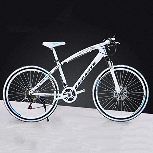 Vélo de montagnes : MJY Vélo 26 pouces VTT, vélo à queue dure en acier à haute teneur en carbone, vélo léger avec siège réglable, frein à disque double, fourche à ressort, A, 27 vitesses 6-24
