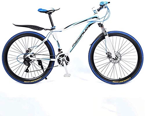 Vélo de montagnes : MJY Vélo 26In 27 vitesses VTT pour adulte, cadre complet en alliage d'aluminium léger, suspension avant de roue vélo pour homme, frein à disque 6-11, Bleu 1